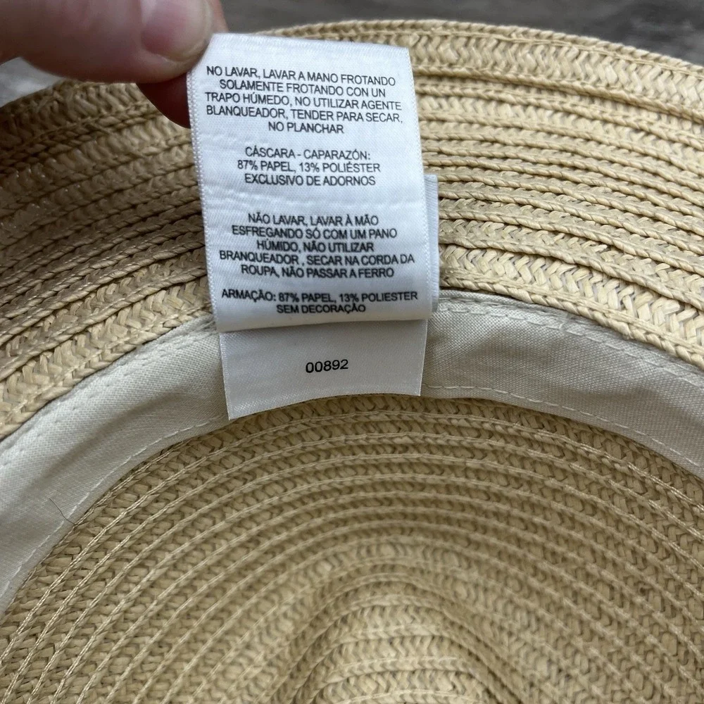 Columbia Straw Beach Sun Floppy Hat Unisex‎ Size S/M Braided Leather